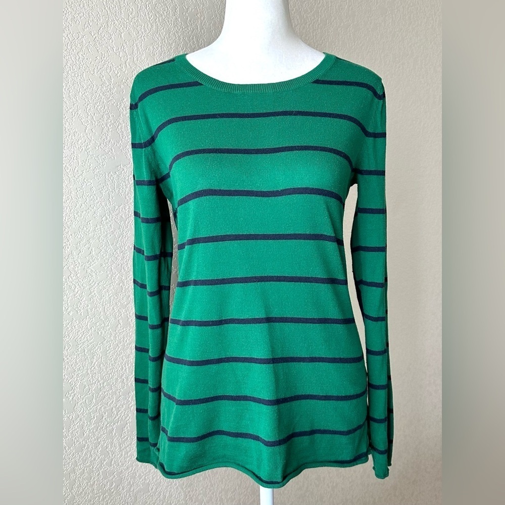 Banana Republic Green Navy Striped Cotton Sweater | Size S